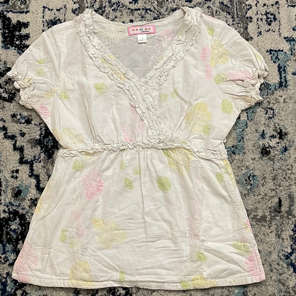 💰3 items for $25 🏷 Koi by Kathy Peterson White Katelyn Mock Wrap Top sz Small